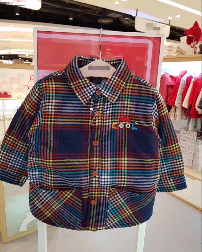 90-130 yards Korean original D children's clothing 20 spring and winter new men's and women's children's treasure color plaid padded shirt jacket