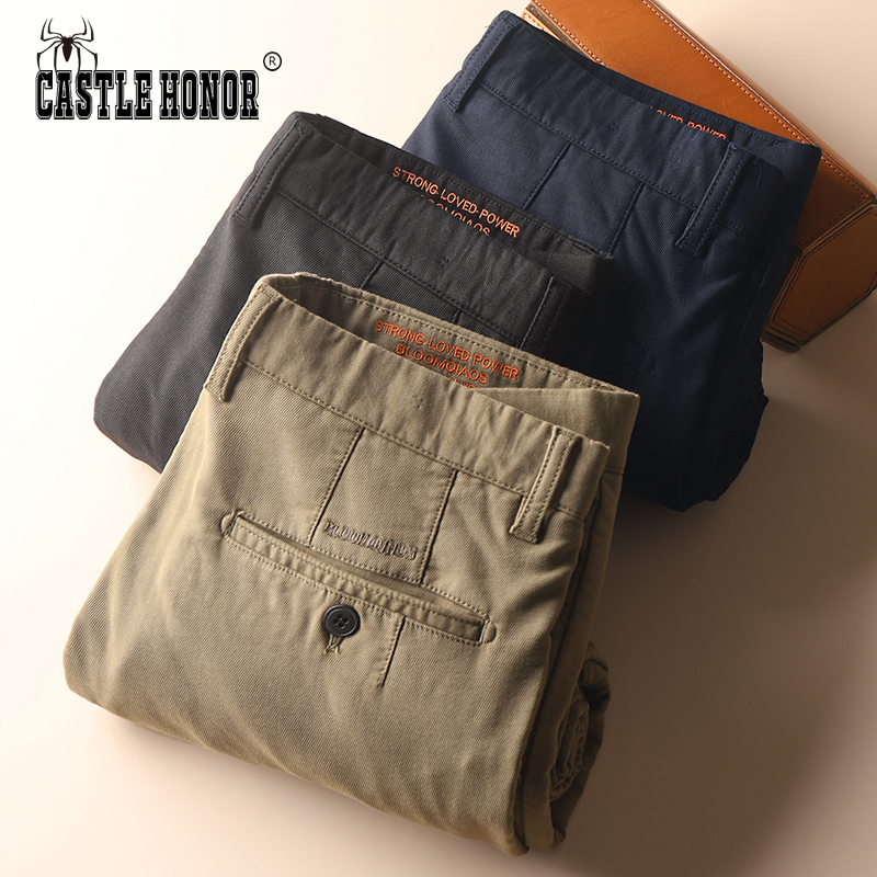 Italian Imported Casual Pants, Thick Modal Cotton for Autumn and Winter, Men's Business High-End Brand Straight-Leg Pants
