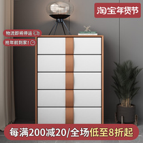 Modern minimalist leather chest of drawers bedroom storage storage drawer cabinet light luxury living room against the wall drawer net red side cabinet