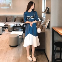 Pregnancy Woman Dress Dress dress 2022 Summer Korean version Tennis Red Pregnant Woman Loose in Big Code for Long Fairy A-word Dress Tide