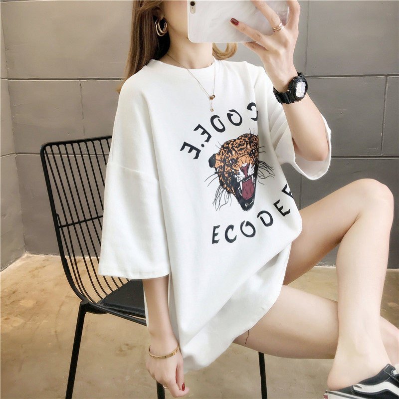 Pregnancy Woman Dress Short Sleeve T-shirt Woman 2022 New Ins ChaoXia Animal Stamp Loose Blouse Large Size pregnant woman Nehitch