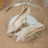 Серебряные свадебные туфли, универсальная обувь с заостренным носом, против усталых ног