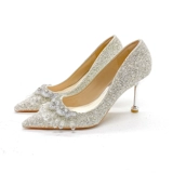 Серебряные свадебные туфли, универсальная обувь с заостренным носом, против усталых ног