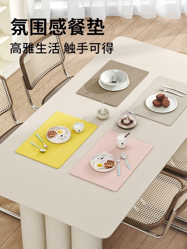Style Dining Mat Advanced Senses Waterproof Oil Free Leather Mesh Red Western Dining Mat Elementary School Kids Thermal Insulation Dining Mat Cloth-Taobao