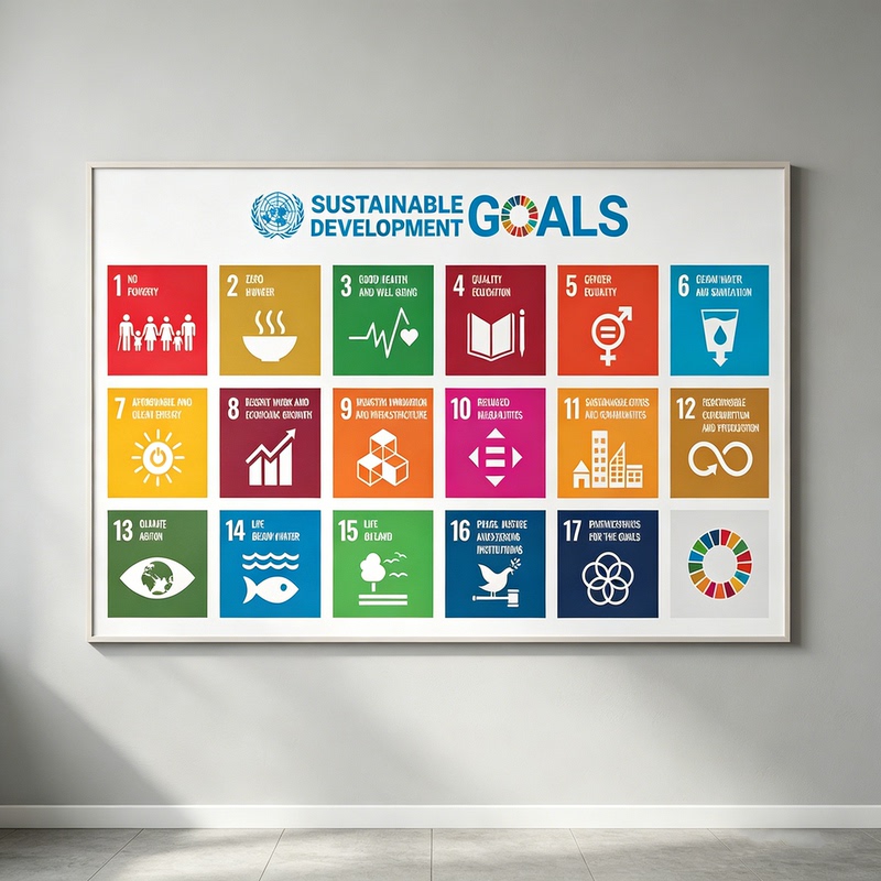 United Nations 17 Sustainable Development Goals School Promotional Display Chart Educational Poster Wall Decoration Painting