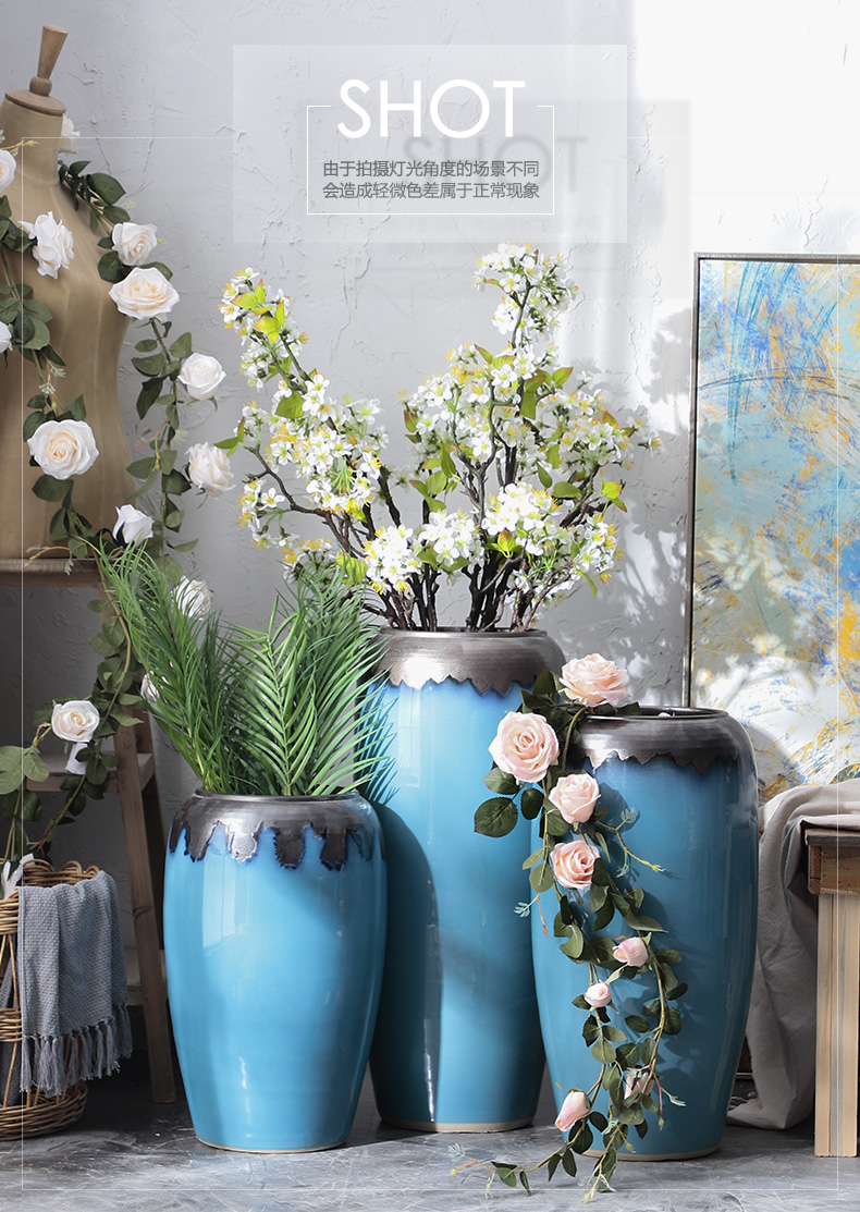 Contracted and I big blue European - style ceramics vase furnishing articles flower arrangement sitting room ground POTS hotel home decoration