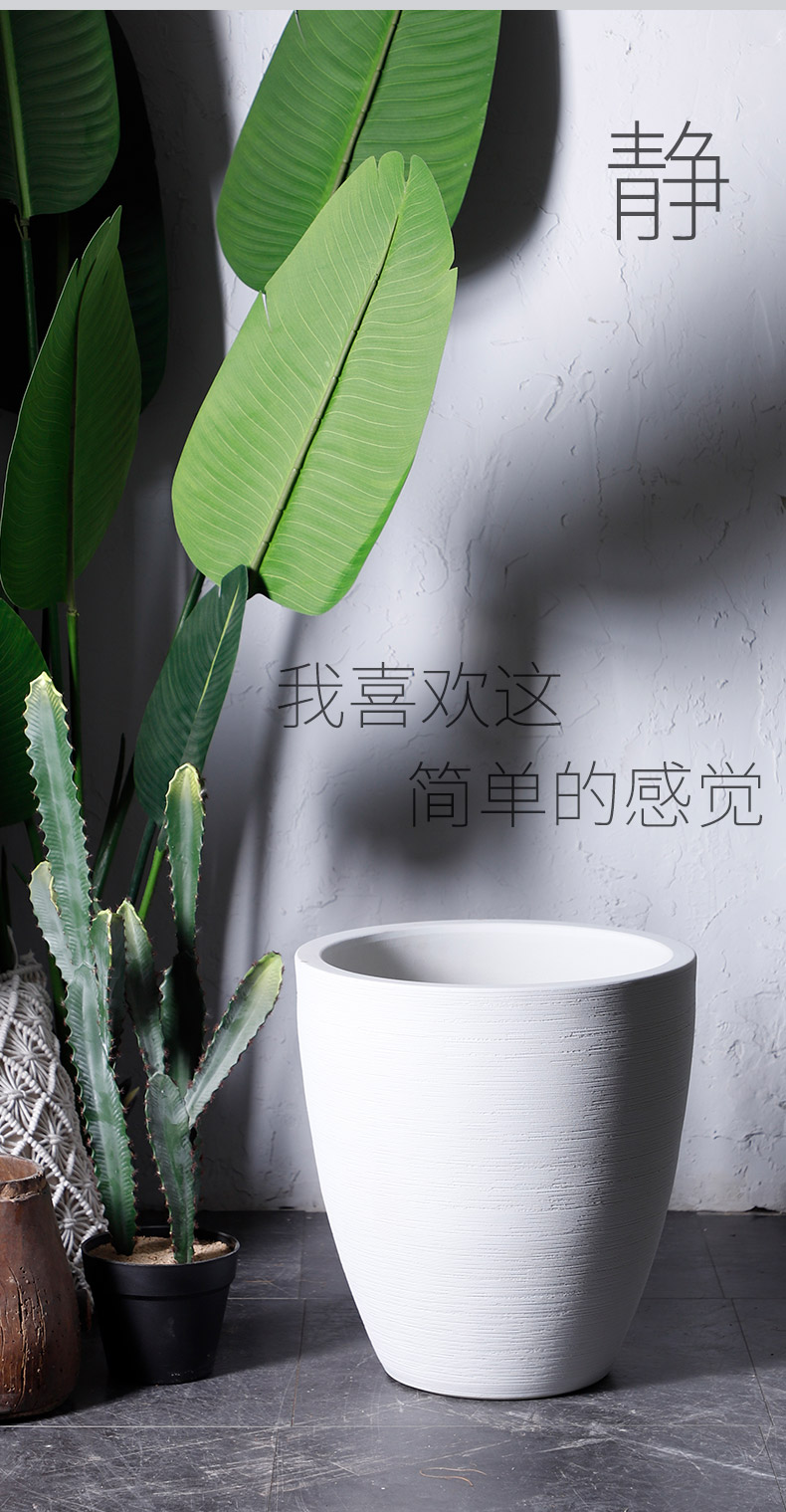 Hydroponic large - diameter indoor decorative potted the plants Nordic creative flowerpot I and contracted white ceramic green plant