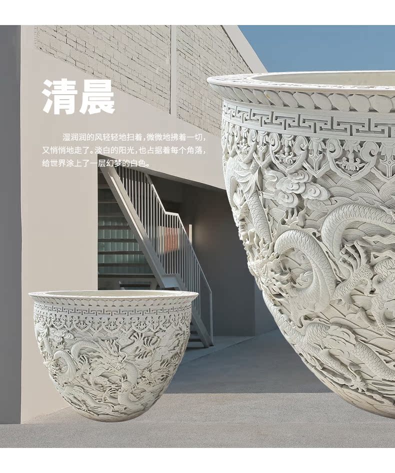 Jingdezhen ceramic cylinder to heavy tank lotus Chinese cornucopia courtyard sitting room design of ceramic cylinder water lily its