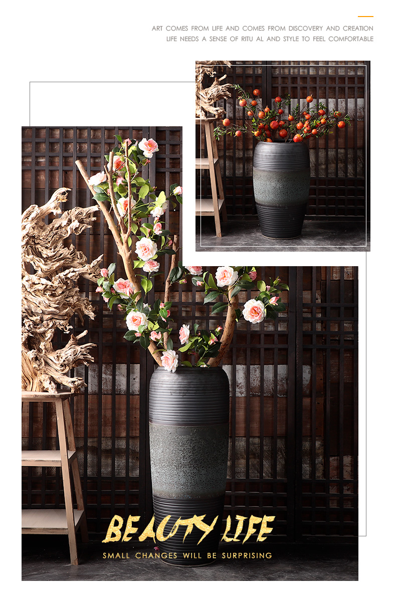 New Chinese style restoring ancient ways of jingdezhen ceramic vase hotel flower arranging furnishing articles sitting room ground in the modern pottery large flower pot