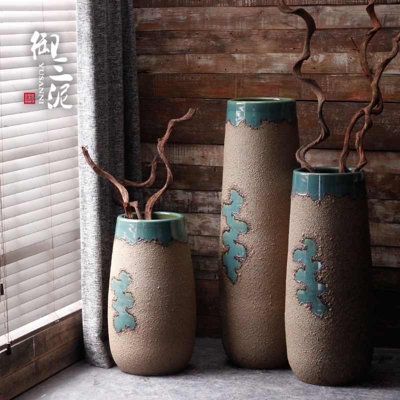 Large ceramic floor vase flower arrangement sitting room creative furnishing articles American European household adornment courtyard garden flowerpot