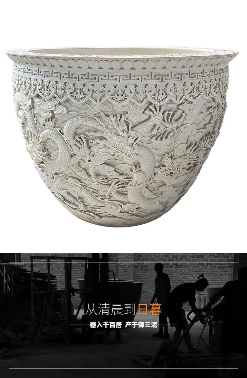 Jingdezhen ceramic cylinder to heavy tank lotus Chinese cornucopia courtyard sitting room design of ceramic cylinder water lily its