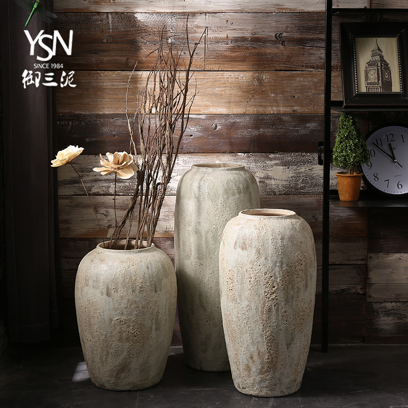 Jingdezhen Nordic contracted sitting room of coarse pottery vases, ceramic flower arranging furnishing articles be born dry flower adornment restoring ancient ways furnishing articles