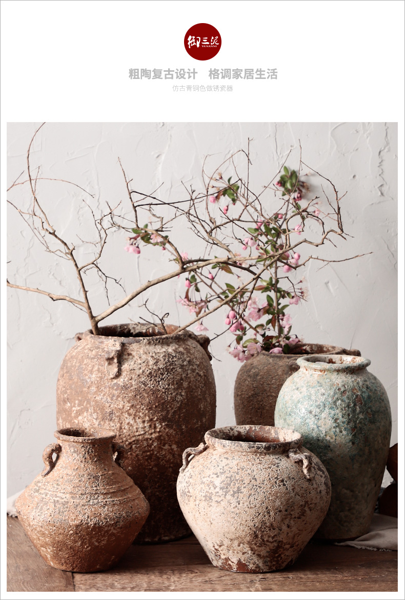 Jingdezhen ceramic dry flower vase home stay facility teahouse zen flowerpot manual coarse TaoHua restoring ancient ways is more than flesh POTS