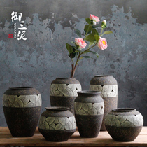 Handmade pastoral pottery floral ware dried flower arrangement Zen tea room vase ceramic flower pot pottery clay clay pot