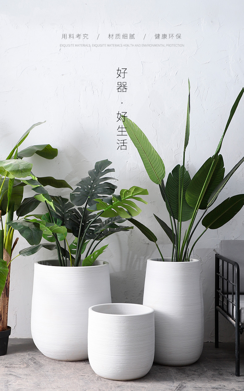 Nordic contracted Bai Sesen is a green plant flower arranging ins furnishing articles tank large ceramic vases, flower bed landing flowerpot