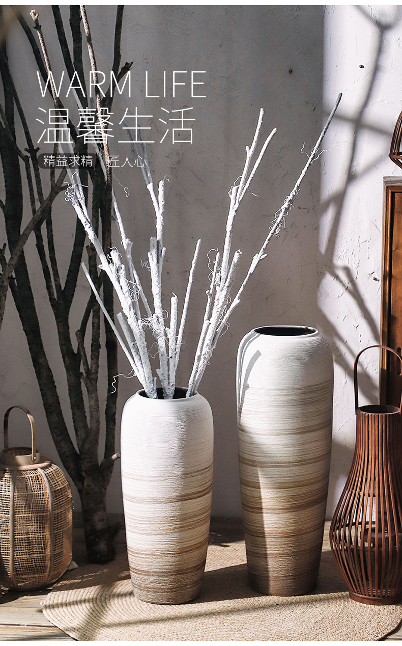 Royal clay ceramic vases, I and contracted landing three northern wind does coarse dry flower is placed some ceramic pot sitting room adornment