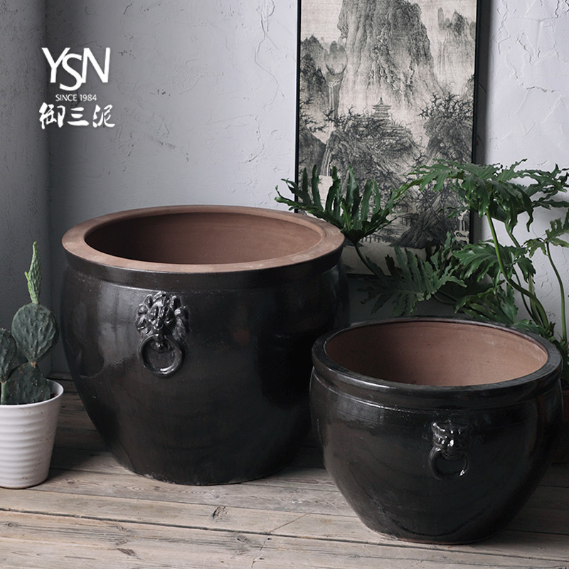 Royal three clay ceramic aquarium earthenware cylinder feel sea garden decoration furnishing articles courtyard hotel legend household is suing water tanks