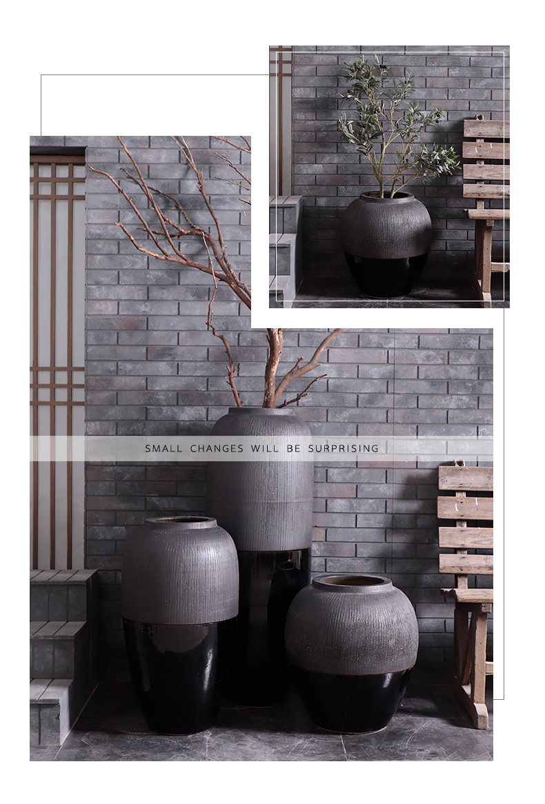 Jingdezhen modern landing big vases, ceramic flower pot courtyard garden pottery urn furnishing articles contracted sitting room adornment