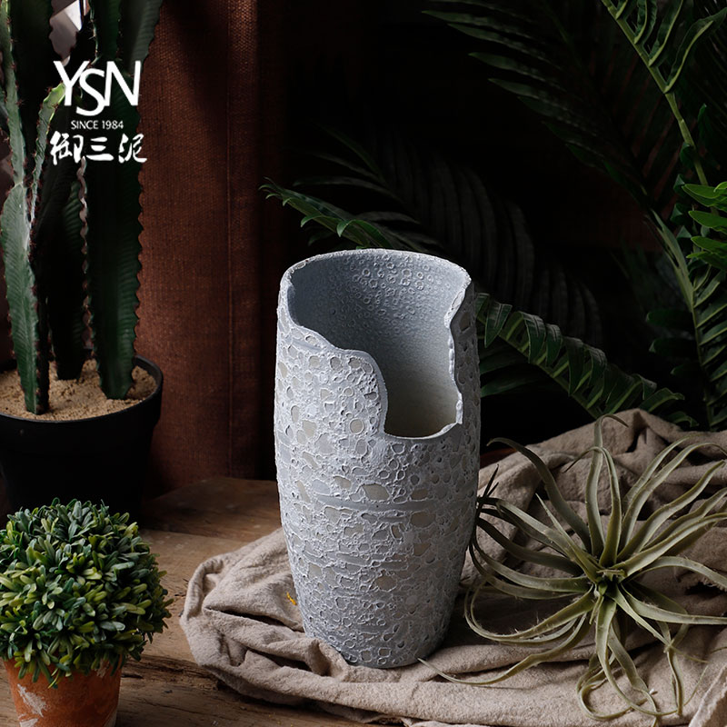 Incision flowerpot gap coarse pottery day cyan retro money plant to heavy ceramic POTS mage old running the potted cultivation
