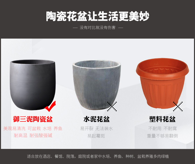 Nordic contracted Bai Sesen is a green plant flower arranging ins furnishing articles tank large ceramic vases, flower bed landing flowerpot