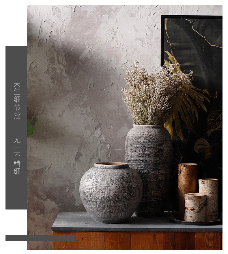 Contracted and I ceramic dry flower vase restoring ancient ways furnishing articles sitting room put flowerpot coarse pottery flowerpot more meat POTS decoration