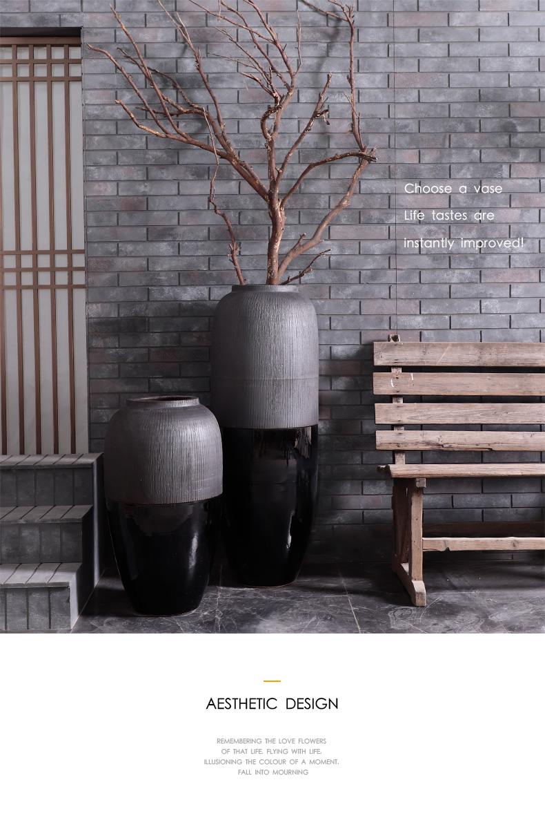 Jingdezhen modern landing big vases, ceramic flower pot courtyard garden pottery urn furnishing articles contracted sitting room adornment