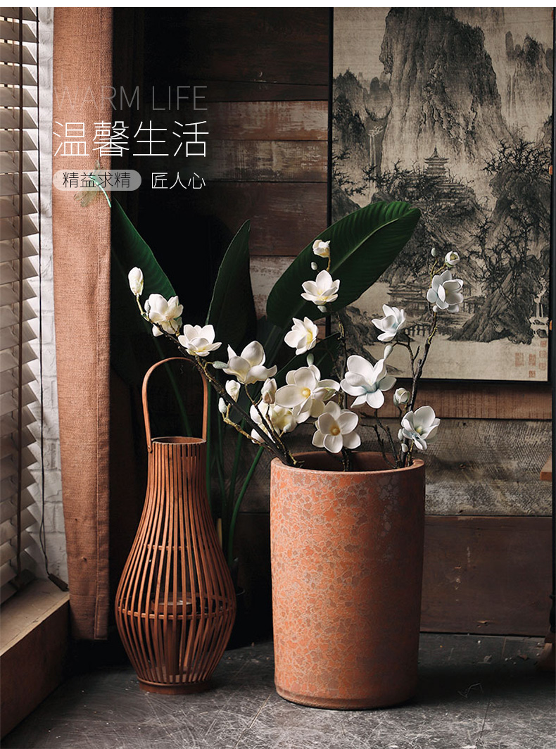 Royal three heavy mud coarse pottery zen ceramic plant furnishing articles flowerpot vase sitting room green plant flower bed modern decoration