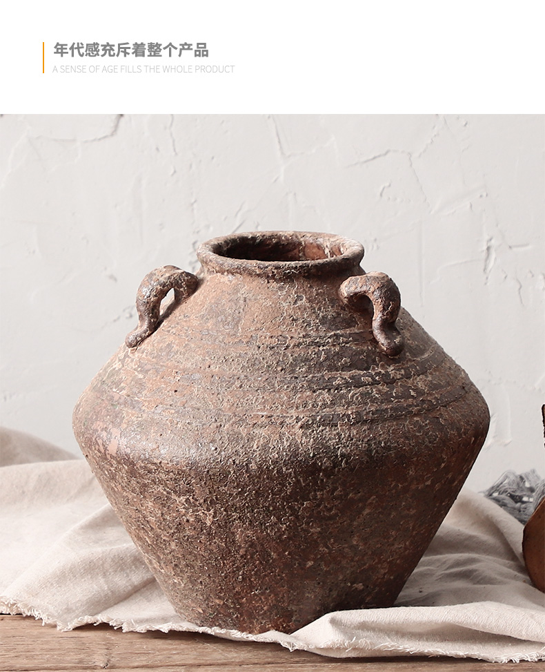 Manual coarse pottery dried flower adornment furnishing articles flower implement hand made tea POTS jingdezhen ceramic vase zen flowerpot