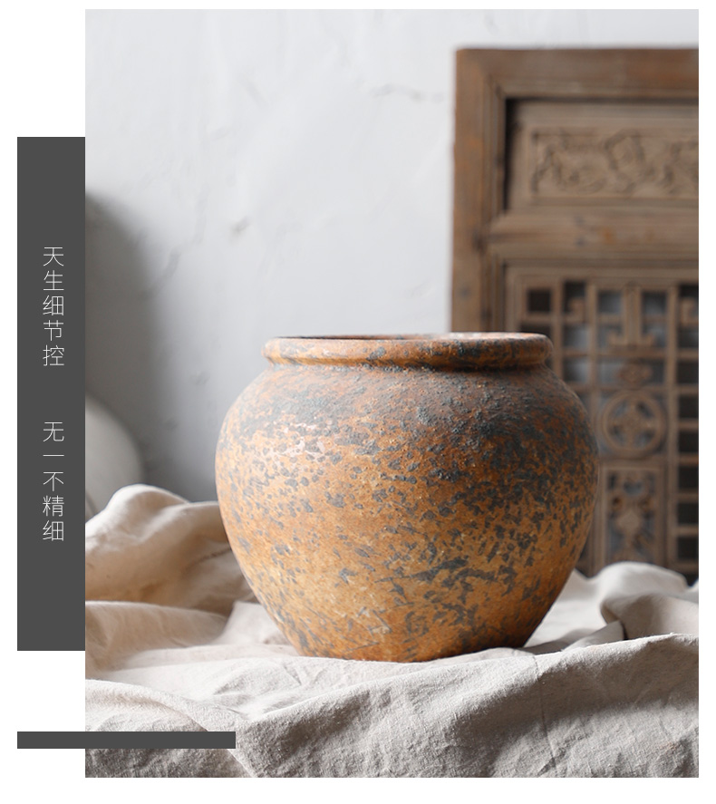 Restore ancient ways do rust bottle ceramic dry flower ceramic flower vase is placed a small sitting room pure and fresh and golden thick clay pottery