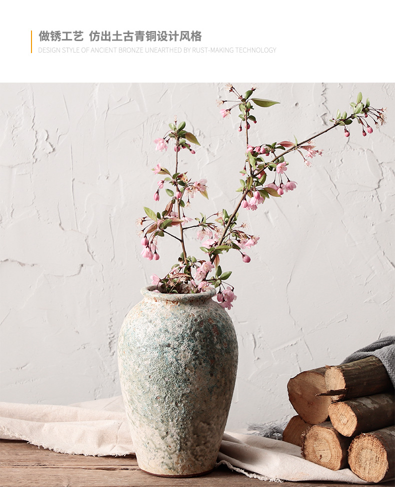 Manual coarse TaoHua apparatus more flesh POTS of jingdezhen ceramic dry flower adornment is placed the vase Japanese zen music teahouse