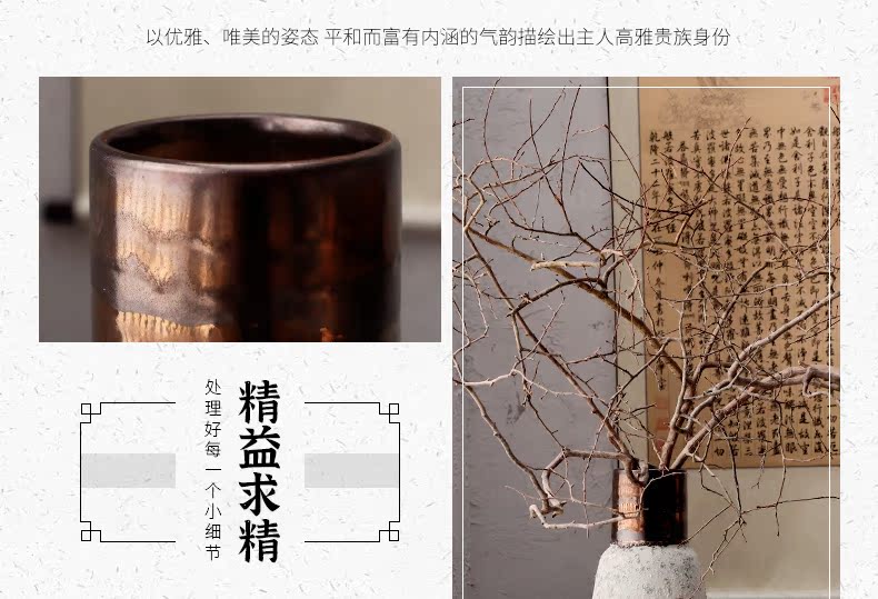 Dried flower adornment furnishing articles coarse light some ceramic pot flower arranging flower implement restoring ancient ways is the key-2 luxury of I and contracted ceramic vases, snow black copper