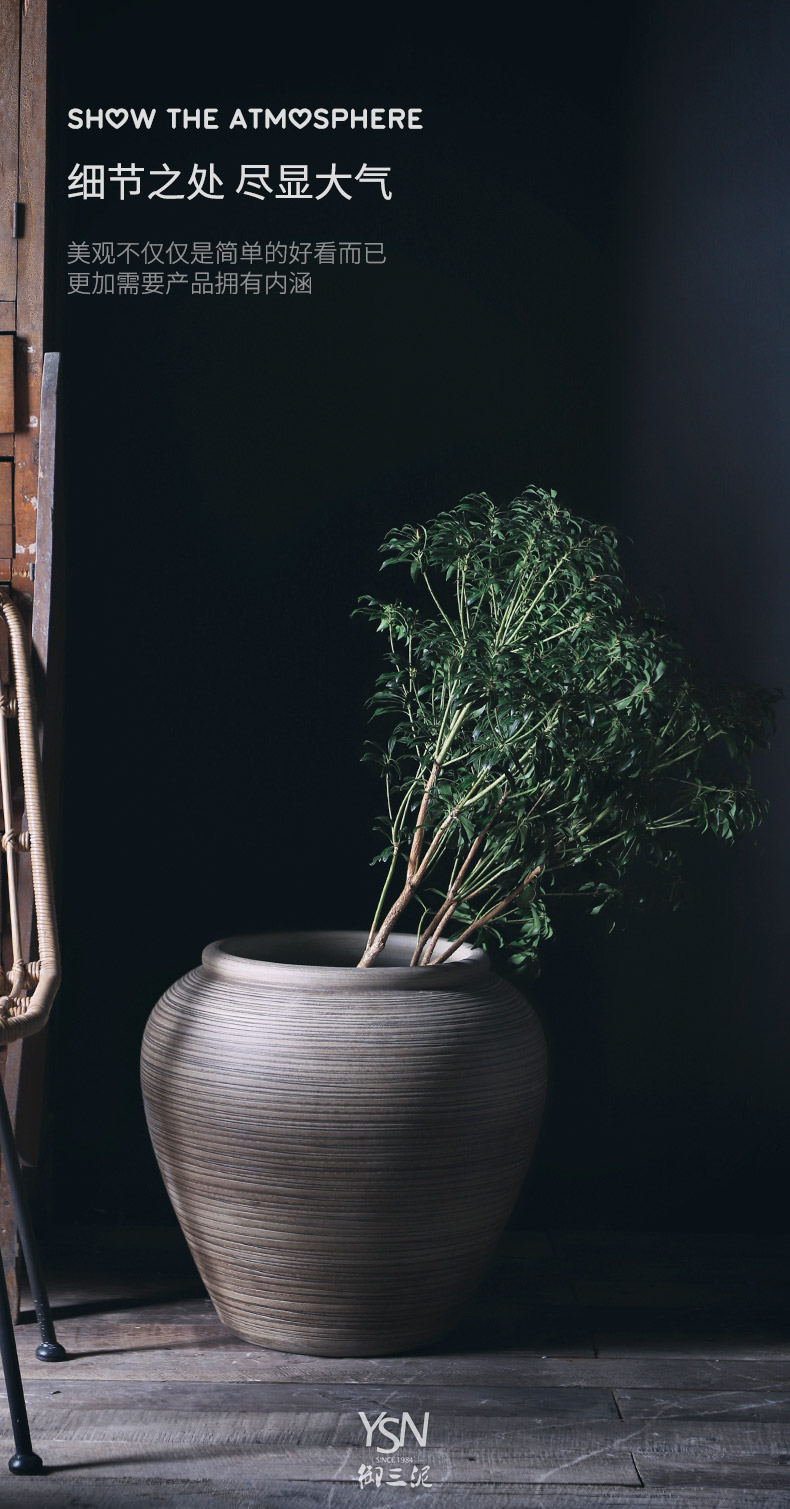 Sitting room coarse pottery urn landing large Chinese bottle arranging flowers restore ancient ways the balcony flowerpot three mud jingdezhen ceramic vase