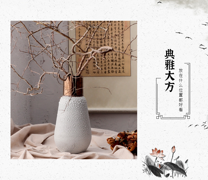 Dried flower adornment furnishing articles coarse light some ceramic pot flower arranging flower implement restoring ancient ways is the key-2 luxury of I and contracted white mercifully black copper ceramic vase