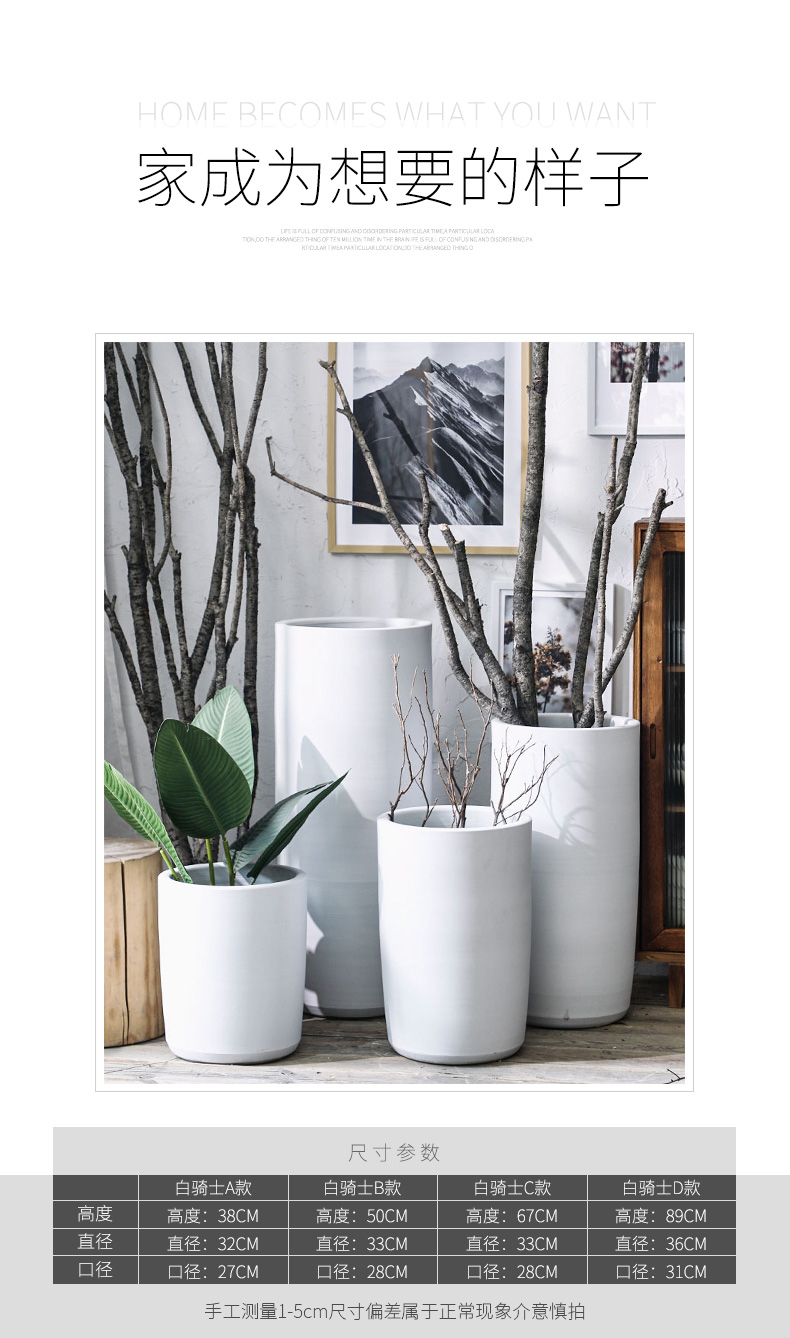 Royal three Nordic green plant big mud creative furnishing articles I and contracted white ceramic vase flowerpot flower bed decoration