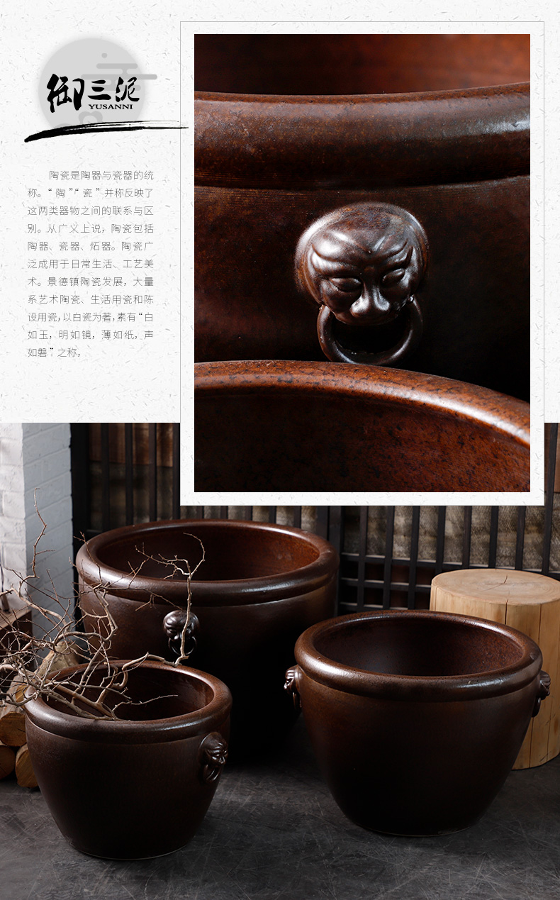 Jingdezhen ceramic Chinese mythology is big fish tank lotus floor furnishing articles courtyard garden tank big flower pot