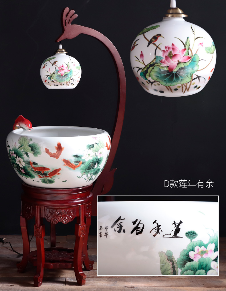 Circulation indoor goldfish bowl porcelain home sitting room with heavy lamp jingdezhen basin of Chinese style furnishing articles ceramic aquarium fish