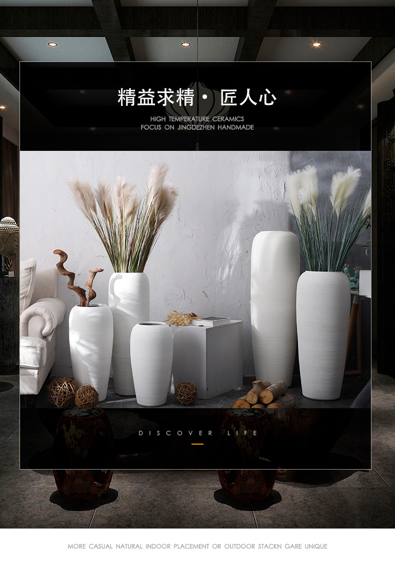 Jingdezhen ceramic big vase Nordic sitting room dry flower arranging flowers, white pottery decorative furnishing articles I and contracted landing