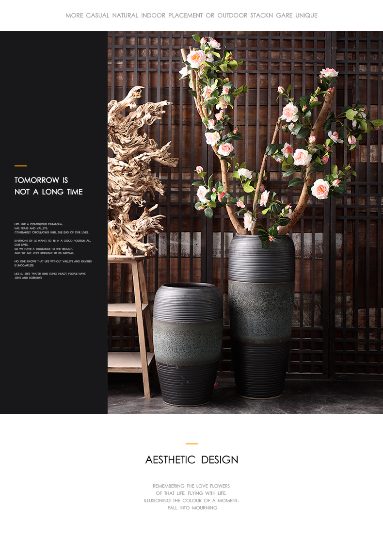 New Chinese style restoring ancient ways of jingdezhen ceramic vase hotel flower arranging furnishing articles sitting room ground in the modern pottery large flower pot