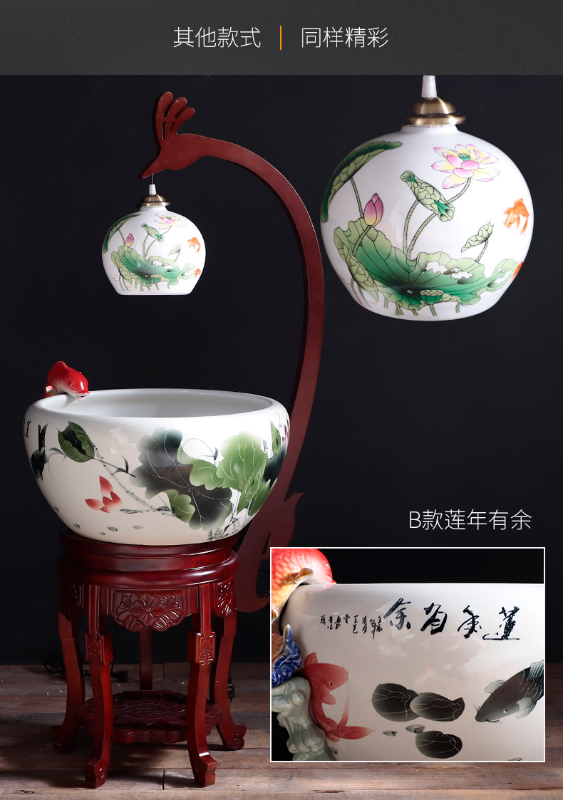 Circulation indoor goldfish bowl porcelain home sitting room with heavy lamp jingdezhen basin of Chinese style furnishing articles ceramic aquarium fish