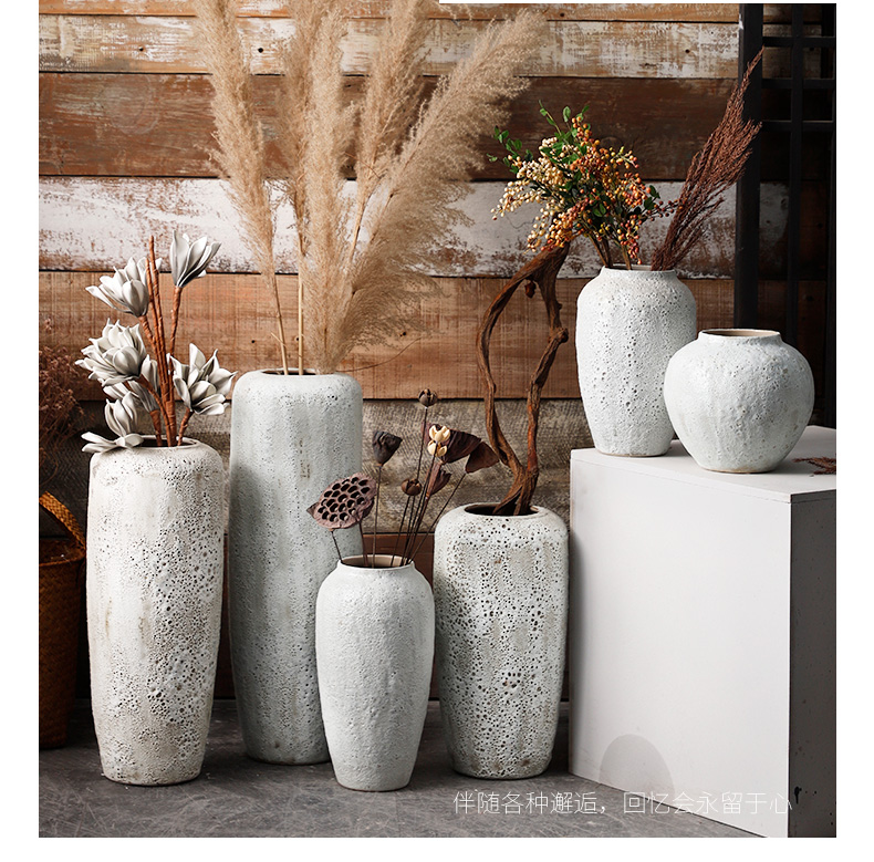 Jingdezhen ceramic vase landing Nordic I and contracted, dried flowers, flower arrangement sitting room adornment is placed to restore ancient ways pottery basin