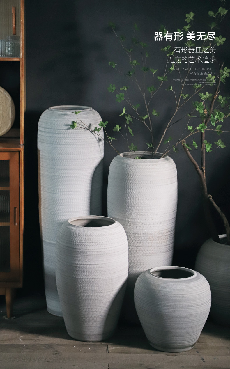 Jingdezhen ceramic vases, flower arrangement sitting room furnishing articles dried flowers to decorate the modern contracted landing flower implement coarse pot