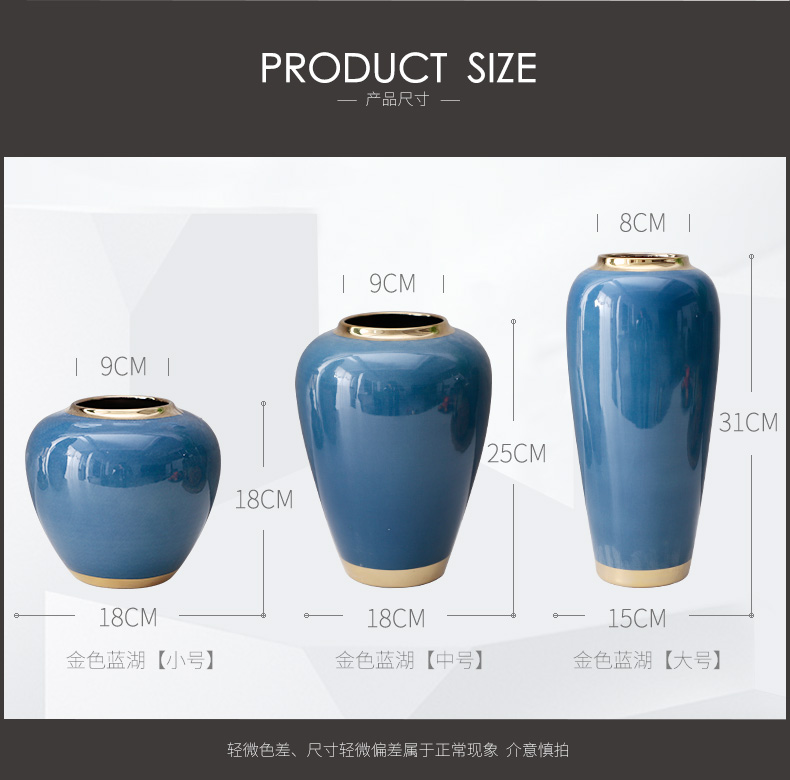 Contracted and I European ceramic vases, flower arrangement sitting room decoration home decoration dry flower is placed blue small POTS