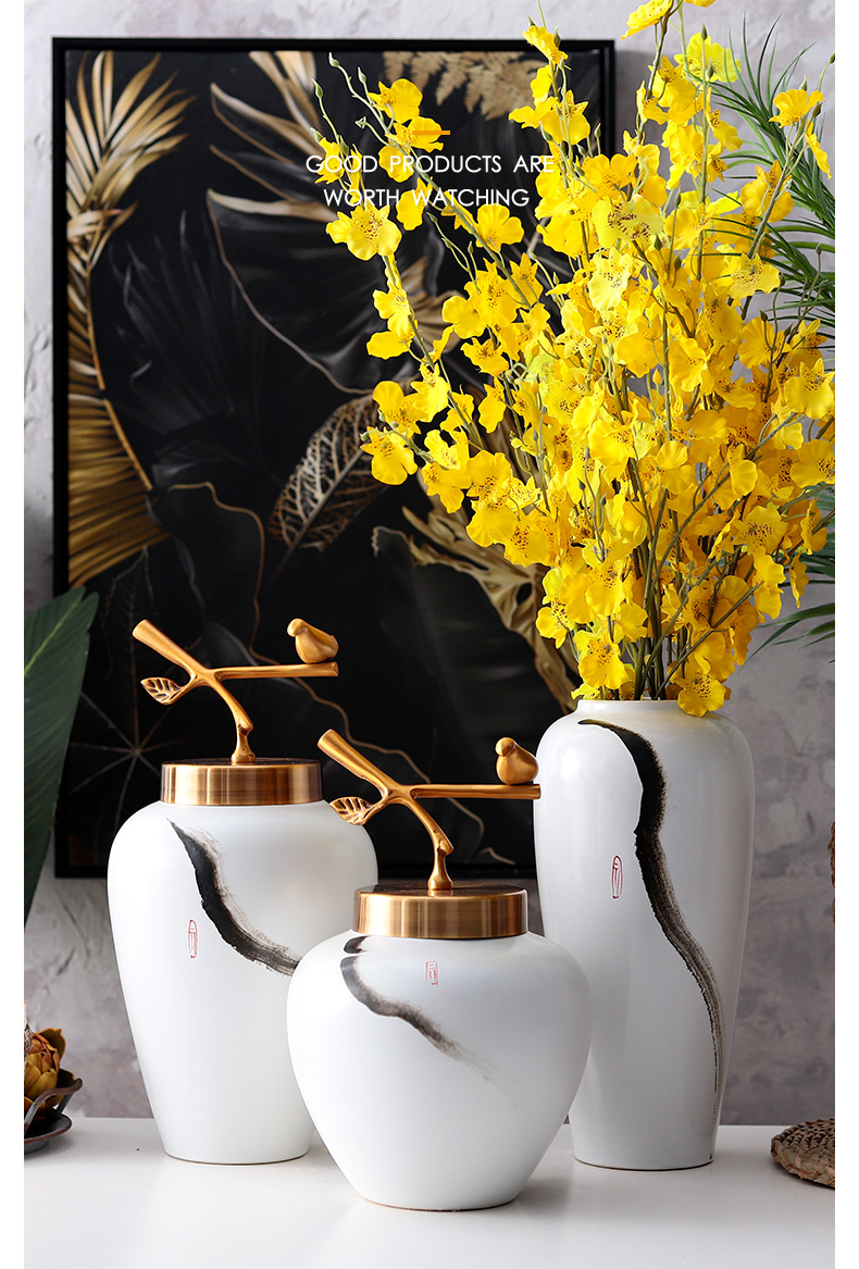 Household handicraft furnishing articles flower arranging the metal decorations zen tea room furnishings jingdezhen ceramic vases, new Chinese style