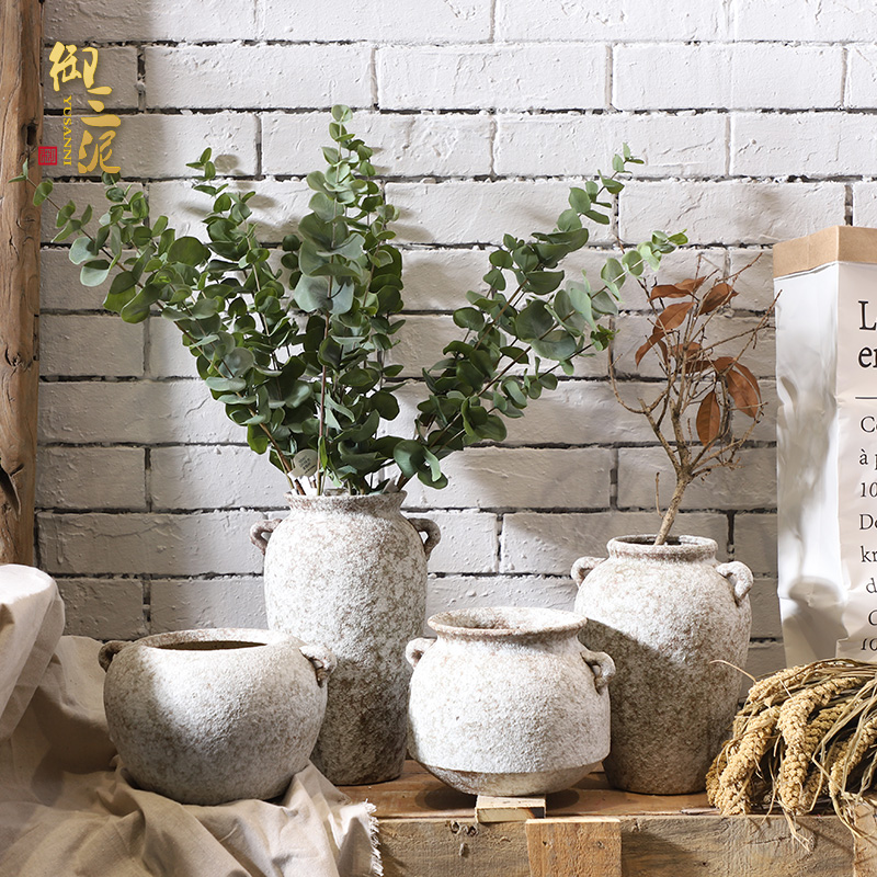 Retro POTS dry flower ceramic vase Nordic I and contracted hydroponic flowers plant coarse pottery flowerpot, fleshy furnishing articles