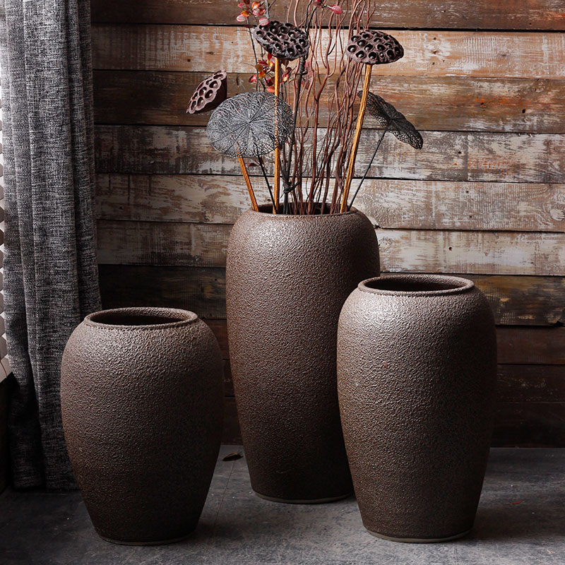 Contracted and modern flower arrangement sitting room place jingdezhen ceramic vase landing coarse pottery dried flower flower implement Japanese POTS