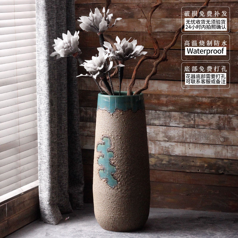 Large ceramic floor vase flower arrangement sitting room creative furnishing articles American European household adornment courtyard garden flowerpot