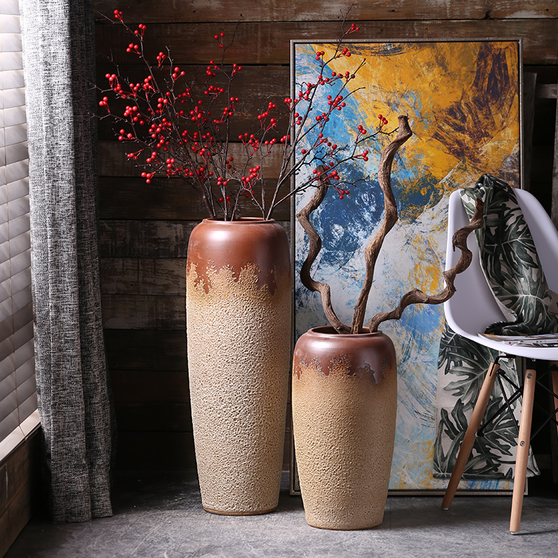 Retro vases, flower arrangement sitting room place European I and contracted coarse pottery son of jingdezhen ceramics of large vase