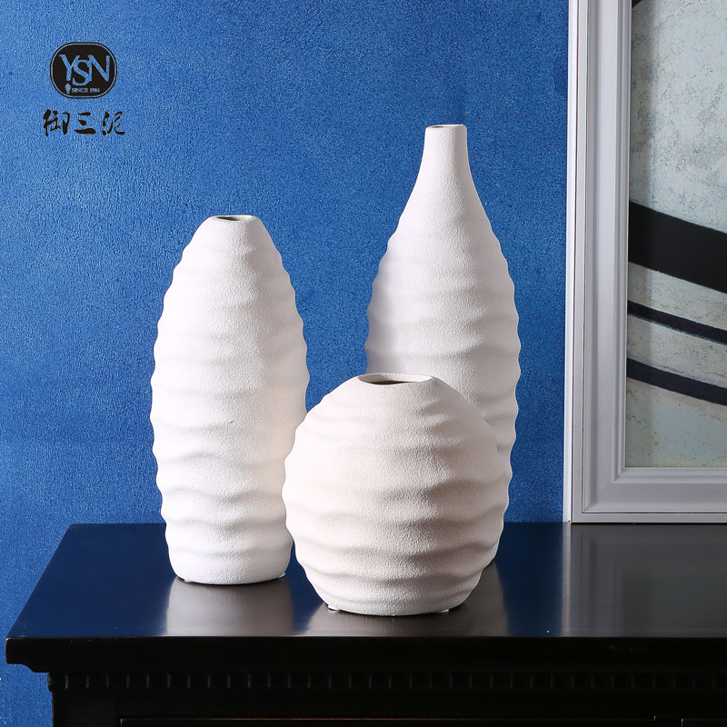 Coarse pottery white ceramic dry flower vase contracted and I the white flower arranging home sitting room ceramic furnishing articles