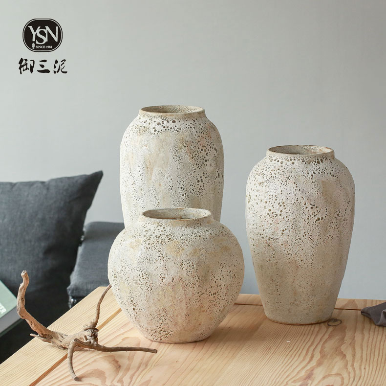 I and contracted sitting room ceramic dry flower ceramic flower vases Nordic ins furnishing articles, restore ancient ways small pure and fresh and coarse pottery