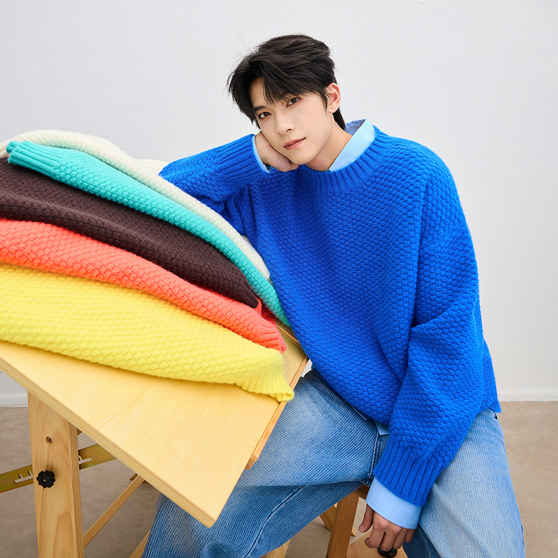 Hlds Autumn and Winter Knitwear Men's Couple Outfit Klein Blue Knitwear Men's Round Neck Casual Fashion Inner Top Hlds Autumn and Winter Knitwear Men's Couple Outfit Klein Blue Knitwear Men's Round Neck Casual Fashion Inner Top